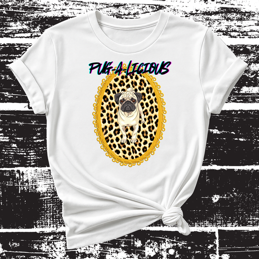 Pug-a-licious Leopard Frame T-Shirt