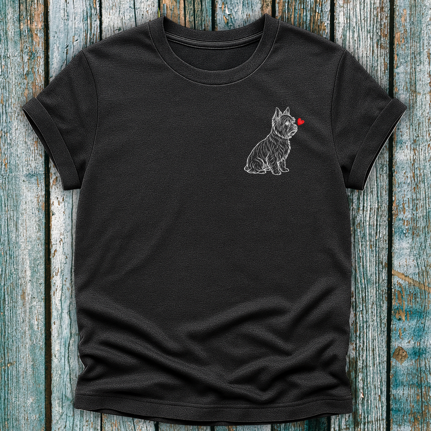 dark gray t-shirt with Westie dog and love heart 