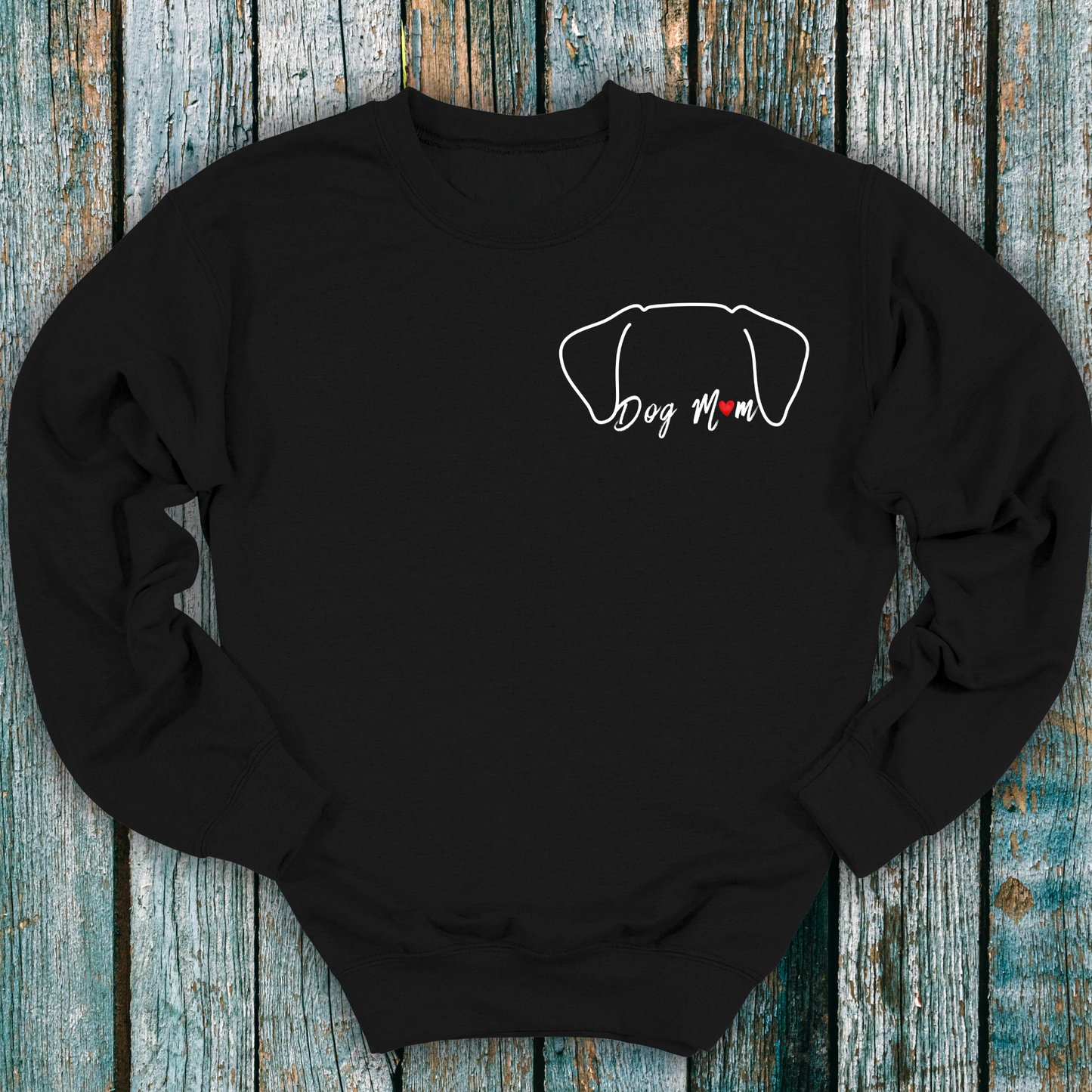 Black sweatshirt with dog mum/mom and dog ears graphic