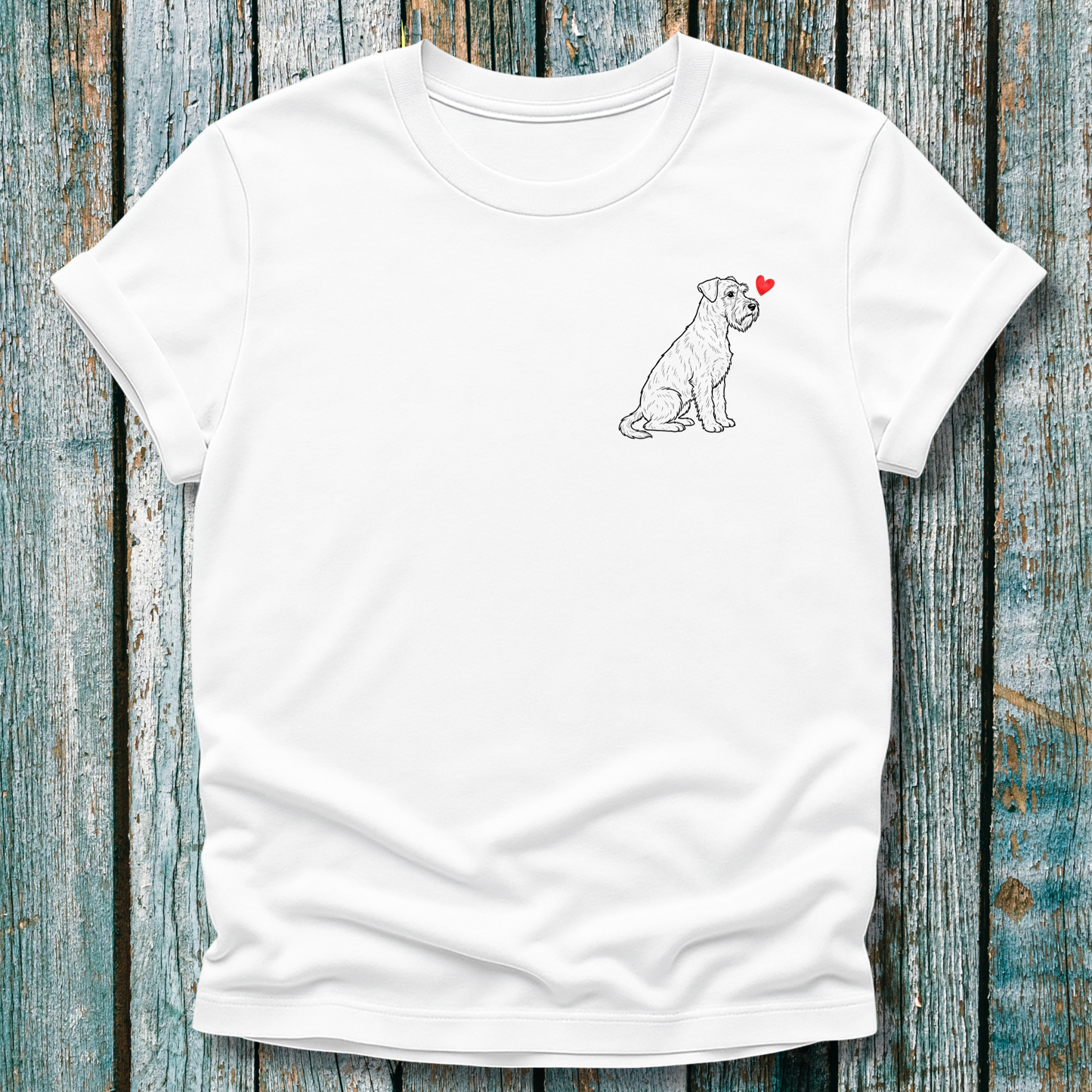 Schnauzer Natural Tail Love Heart T-Shirt ❤️