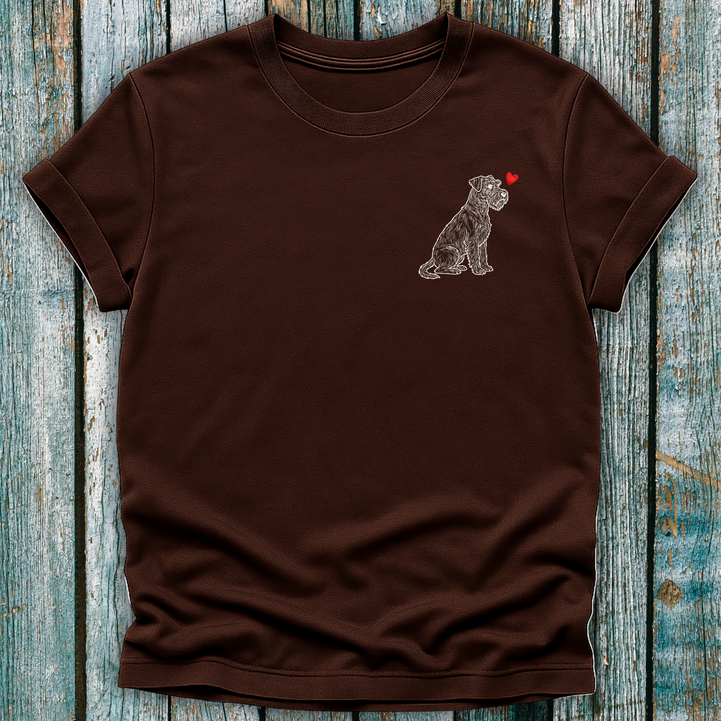Schnauzer Natural Tail Love Heart T-Shirt ❤️