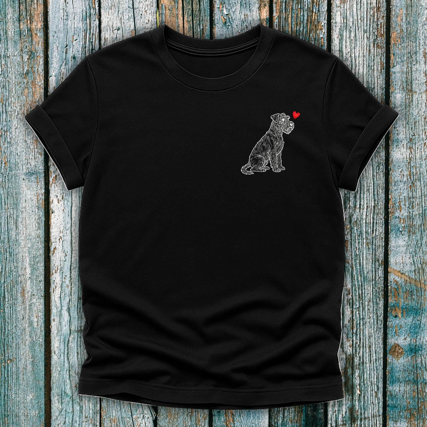Schnauzer Natural Tail Love Heart T-Shirt ❤️
