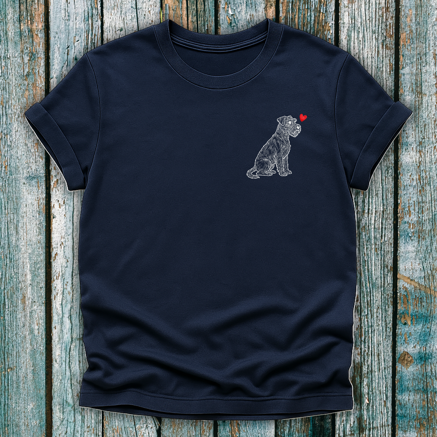 Schnauzer Natural Tail Love Heart T-Shirt ❤️