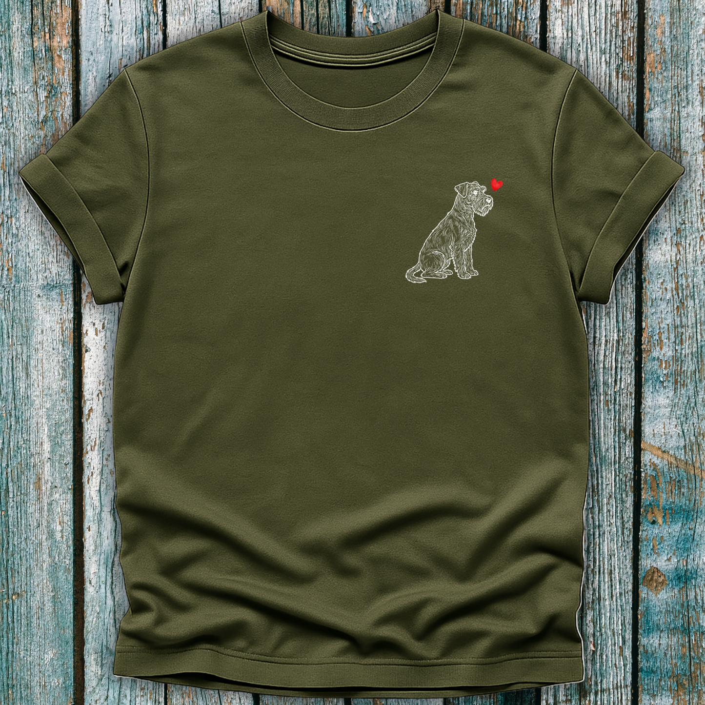 Schnauzer Natural Tail Love Heart T-Shirt ❤️
