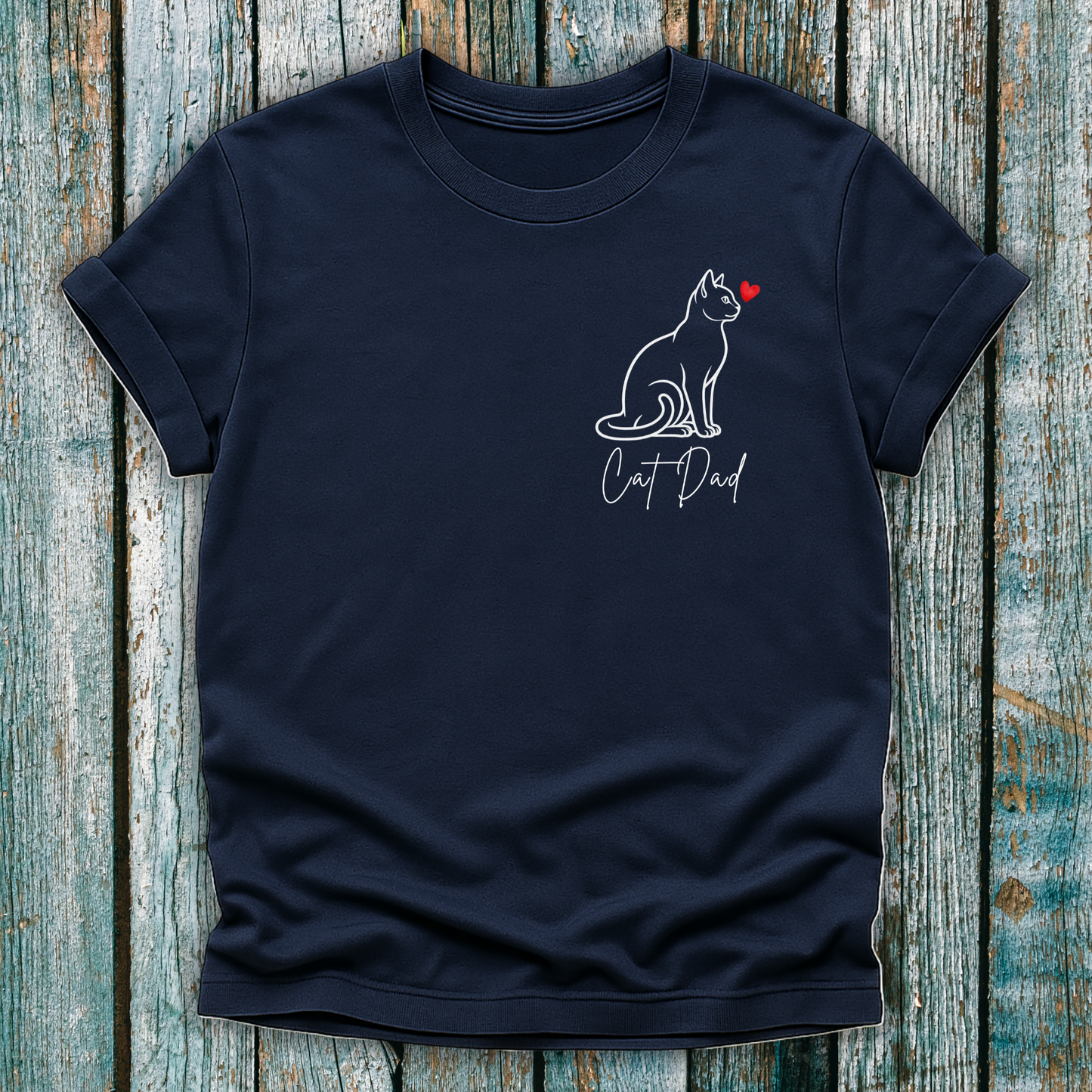 Cat Dad Love Heart T-Shirt ❤️