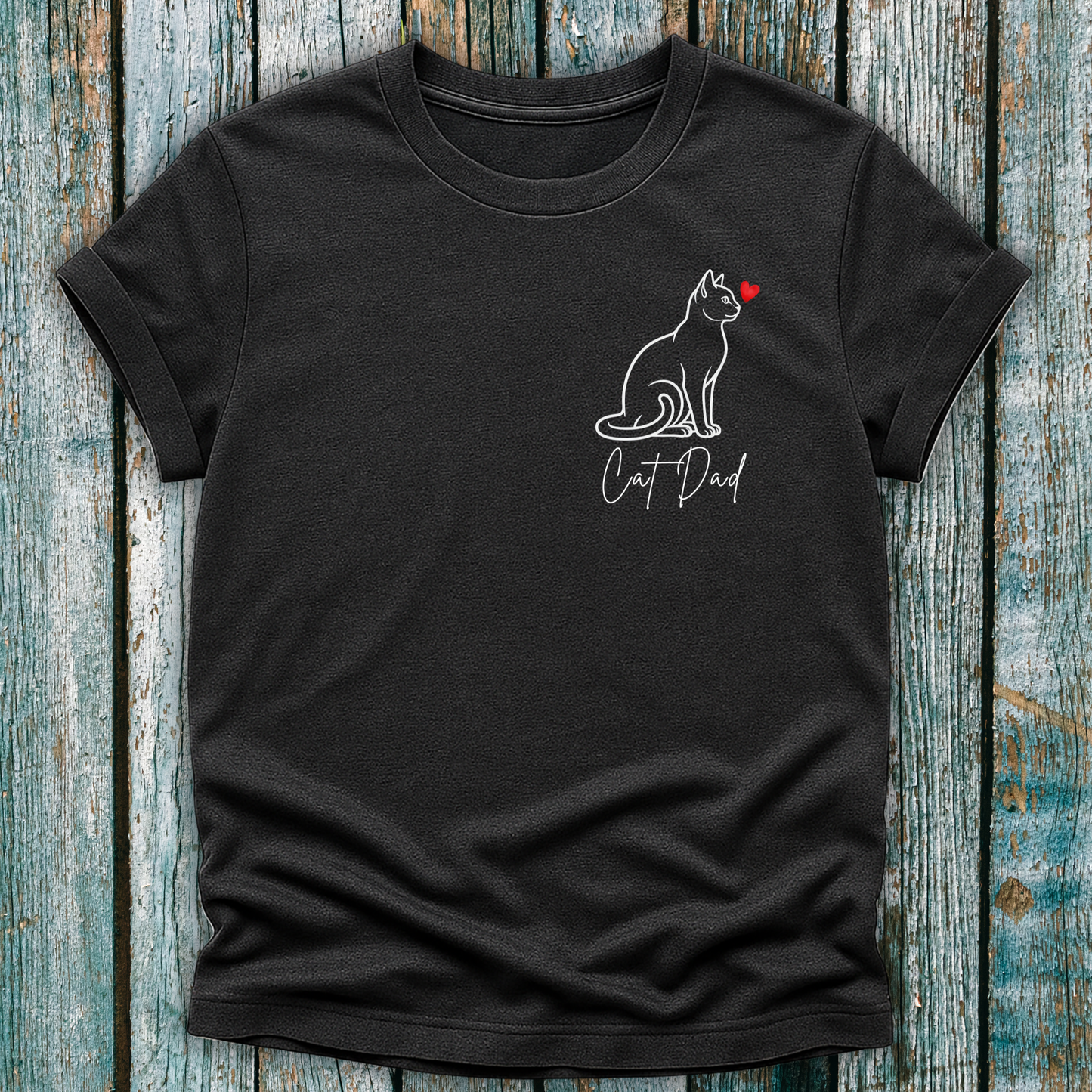 Cat Dad Love Heart T-Shirt ❤️