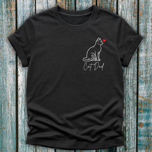 Cat Dad Love Heart T-Shirt ❤️