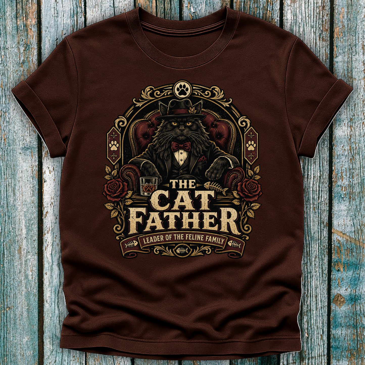 Cat Father T-Shirt — Vintage Mafia Cat Graphic Tee