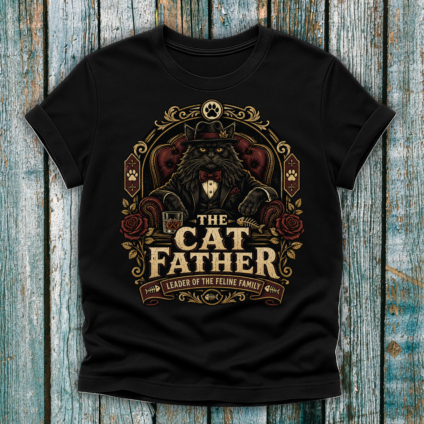 Cat Father T-Shirt — Vintage Mafia Cat Graphic Tee