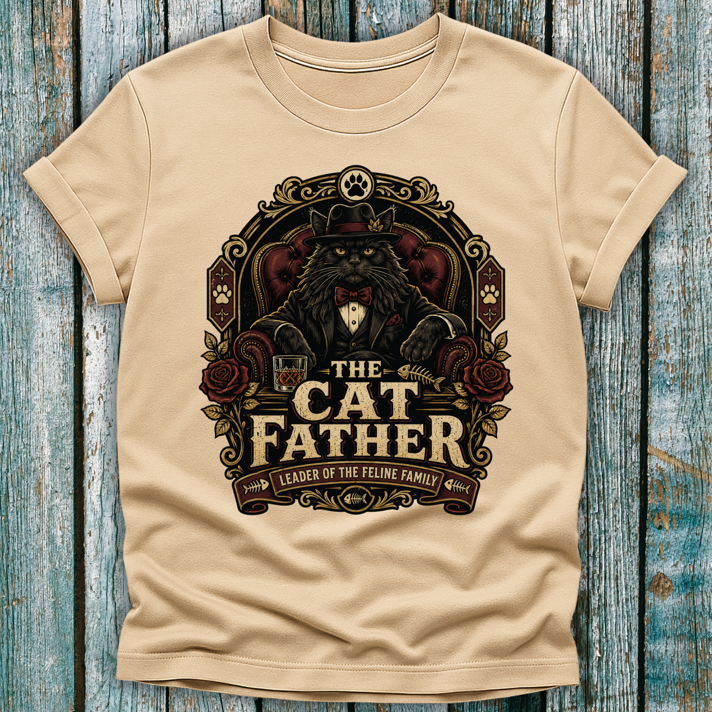 Cat Father T-Shirt — Vintage Mafia Cat Graphic Tee