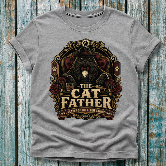 Cat Father T-Shirt — Vintage Mafia Cat Graphic Tee
