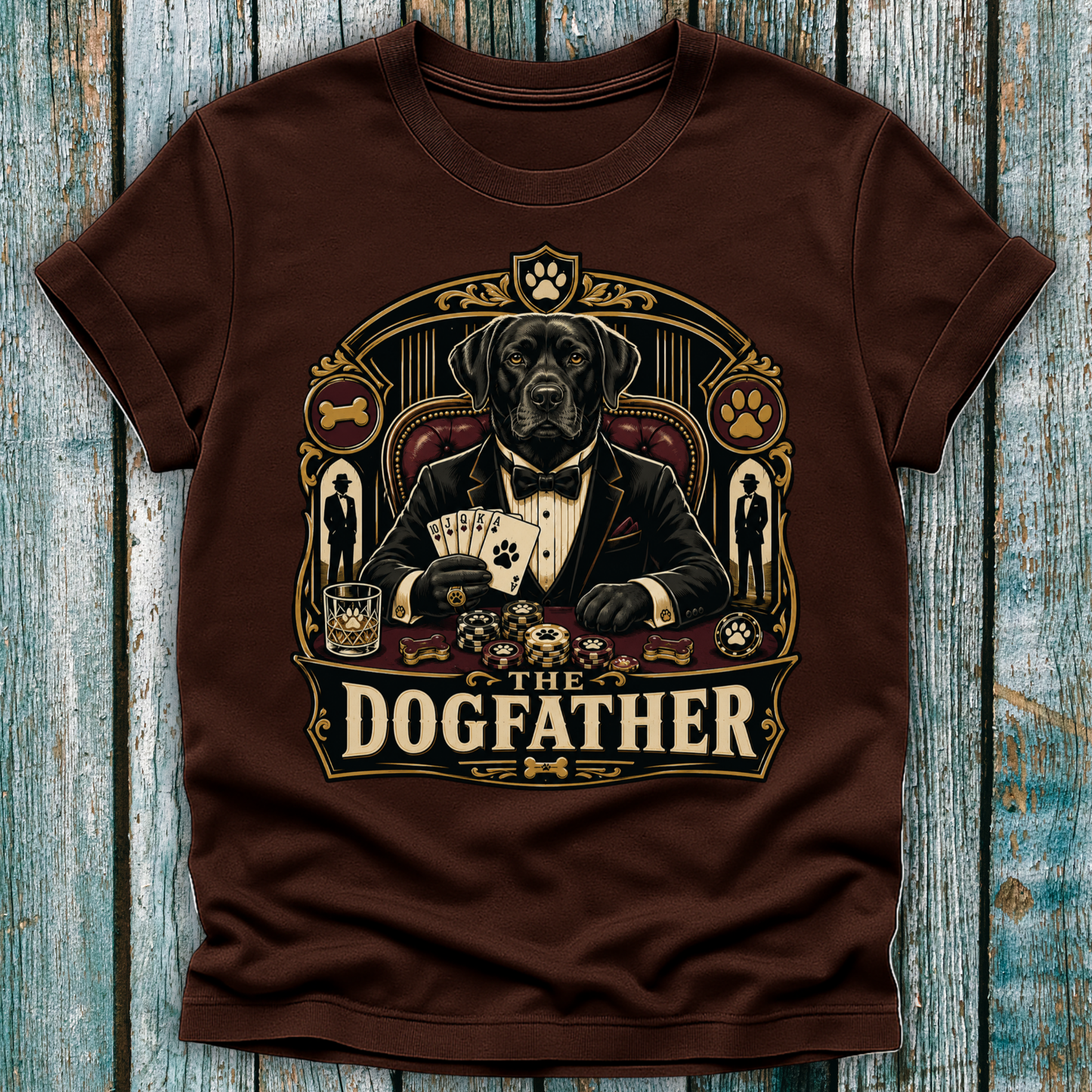 Dogfather T-Shirt — Vintage Mafia Black Labrador