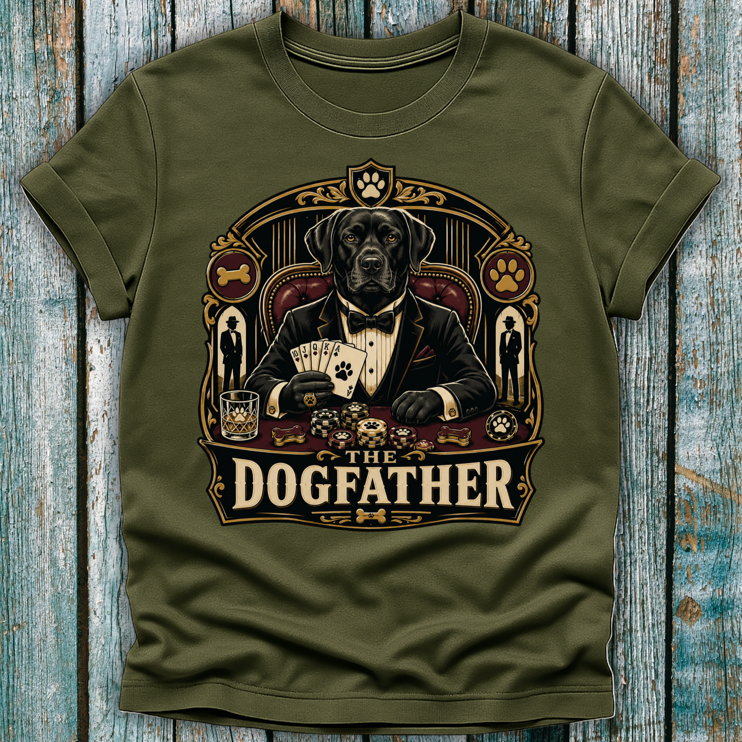 Dogfather T-Shirt — Vintage Mafia Black Labrador