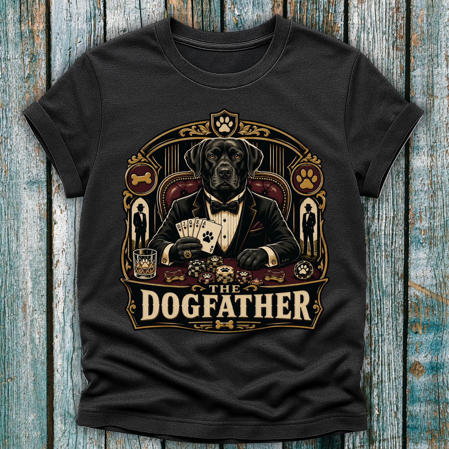 Dogfather T-Shirt — Vintage Mafia Black Labrador