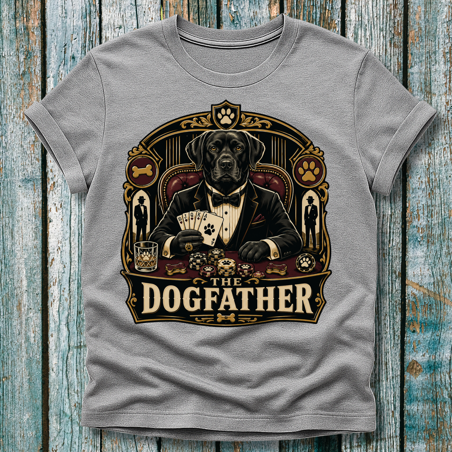 Dogfather T-Shirt — Vintage Mafia Black Labrador